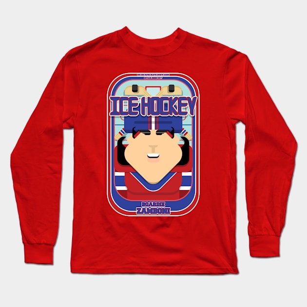 Ice Hockey Red and Blue - Boardie Zamboni - Amy version Long Sleeve T-Shirt by Boxedspapercrafts